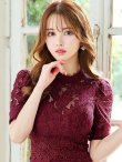 画像9: Lサイズあり【VANESSA HEART / ヴァネッサハート】 フラワーレース/ 半袖/ 袖あり/ サイドタック/ タイト/ 膝丈/ ミディアムドレス/ キャバドレス[OF05] (9)