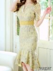 画像29: Lサイズあり【VANESSA HEART / ヴァネッサハート】【OF05】 総レース/ パール/ マーメイド/ 袖あり/ 半袖/ 膝丈/ ミディアムドレス/ キャバドレス (29)