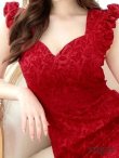 画像21: Lサイズあり【VANESSA HEART / ヴァネッサハート】【OF05】 総レース/ ショルダーフリル/ マーメイド/ 膝丈/ ミディアムドレス/ キャバドレス (21)