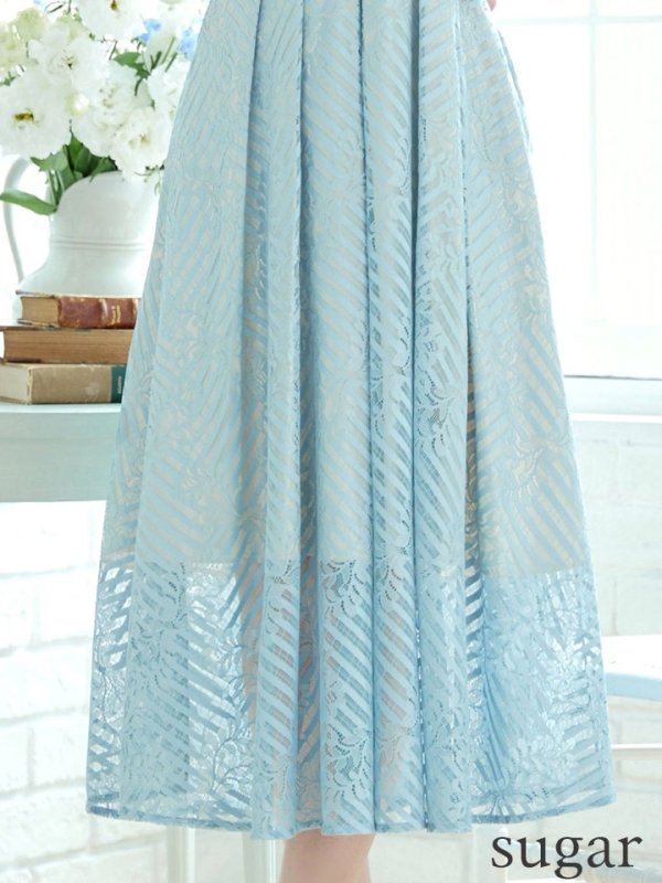 画像22: Lサイズあり【VANESSA HEART / ヴァネッサハート】【OF05】ノースリーブ/ シアー/ 総レース/ プリーツ/ ワンカラー/ ワンピース/ ミディアムドレス/ キャバドレス (22)