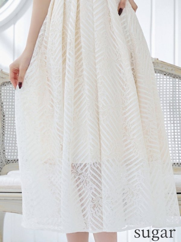 画像11: Lサイズあり【VANESSA HEART / ヴァネッサハート】【OF05】ノースリーブ/ シアー/ 総レース/ プリーツ/ ワンカラー/ ワンピース/ ミディアムドレス/ キャバドレス (11)