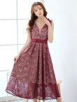 画像27: Lサイズあり【VANESSA HEART / ヴァネッサハート】【OF05】ノースリーブ/ シアー/ 総レース/ プリーツ/ ワンカラー/ ワンピース/ ミディアムドレス/ キャバドレス (27)