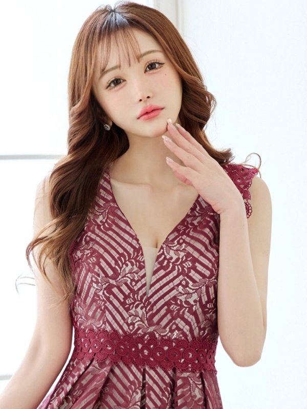 画像28: Lサイズあり【VANESSA HEART / ヴァネッサハート】【OF05】ノースリーブ/ シアー/ 総レース/ プリーツ/ ワンカラー/ ワンピース/ ミディアムドレス/ キャバドレス (28)