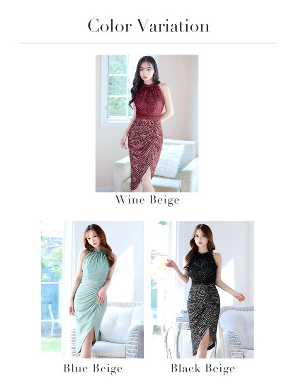 画像46: Lサイズあり【VANESSA HEART / ヴァネッサハート】【OF05】 レース/ ハイネック/ ノースリーブ/ アシンメトリー/ タイト/ 膝丈/ ミディアムドレス/ キャバドレス (46)