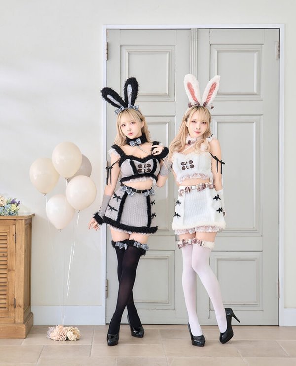 画像2: 【即日発送】【ハロウィンコスプレ9点セット】メルトニットバニーファーセットアップ【Malymoon/マリームーン】[HC03] (2)