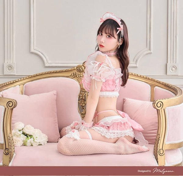 画像6: 【即日発送】【ハロウィンコスプレ8点セット】ミルクシフォンランジェリーメイド【Malymoon/マリームーン】[HC03] (6)