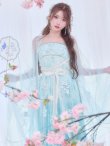画像2: 【送料無料！】【ハロウィン】アイスブルー刺繍ロングシフォン漢服セット【コスプレ3点SET】【Fサイズ】【一部予約/8月下旬発送予定】[OF04] (2)