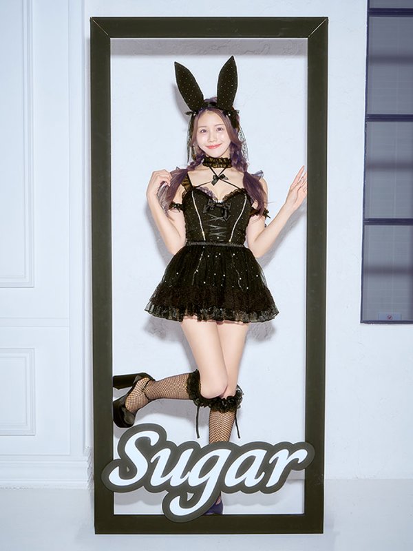 画像1: 【即日発送】【送料無料！】【マリームーンコラボ】【ハロウィン】2wayハーネスネックバニー【コスプレ6点セット】【XS-Lサイズ/3カラー】[HC03] (1)