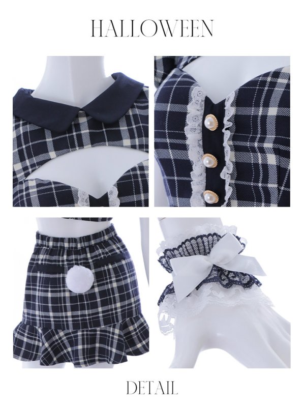 画像25: 【SALE!】【即日発送】【ハロウィン】 チェックバニーセットアップ  【コスプレ6点セット】【XS-Lサイズ/2カラー】[OF04] (25)
