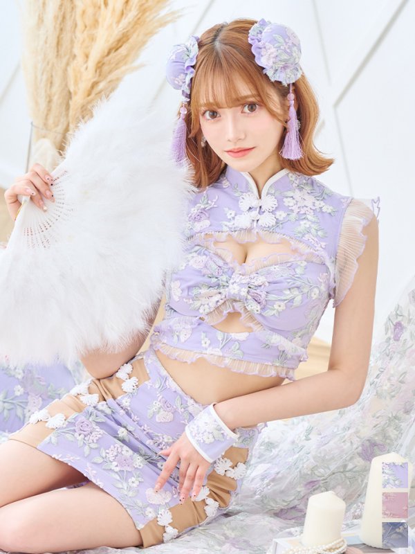 画像3: 【即日発送】【ハロウィン】リボンチャイナミニセットアップ【コスプレ4点セット】【XS-Mサイズ/3カラー】(SE01YN)[HC03] (3)