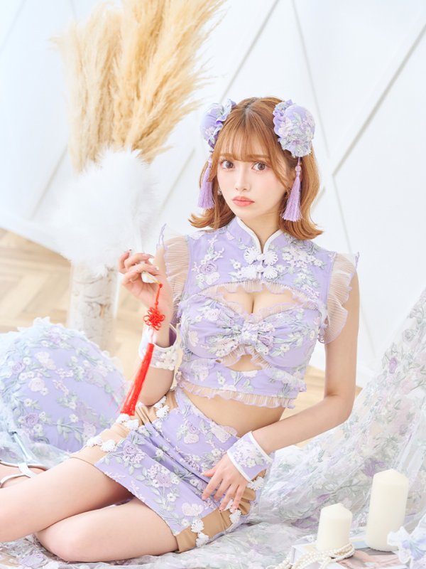 画像7: 【即日発送】【ハロウィン】リボンチャイナミニセットアップ【コスプレ4点セット】【XS-Mサイズ/3カラー】(SE01YN)[HC03] (7)