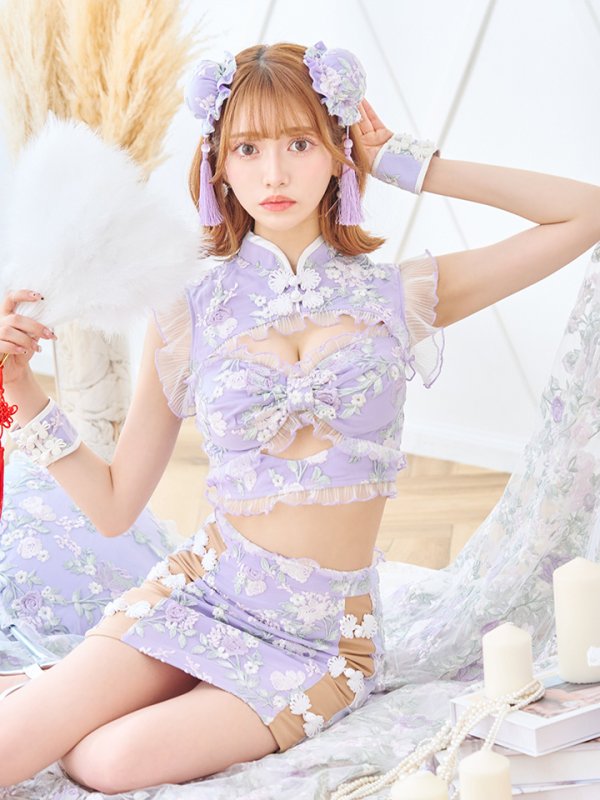 画像8: 【即日発送】【ハロウィン】リボンチャイナミニセットアップ【コスプレ4点セット】【XS-Mサイズ/3カラー】(SE01YN)[HC03] (8)