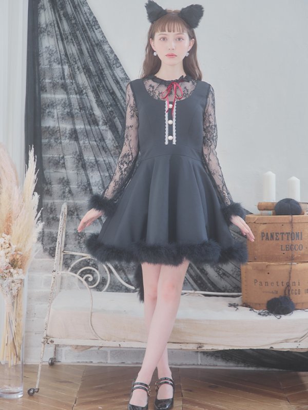 画像5: 【即日発送】【ハロウィン】 レースブラックキャット  / 黒猫【コスプレ2点セット】【S-XLサイズ/1カラー】[YMT] (5)