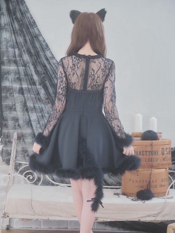 画像6: 【即日発送】【ハロウィン】 レースブラックキャット  / 黒猫【コスプレ2点セット】【S-XLサイズ/1カラー】[YMT] (6)