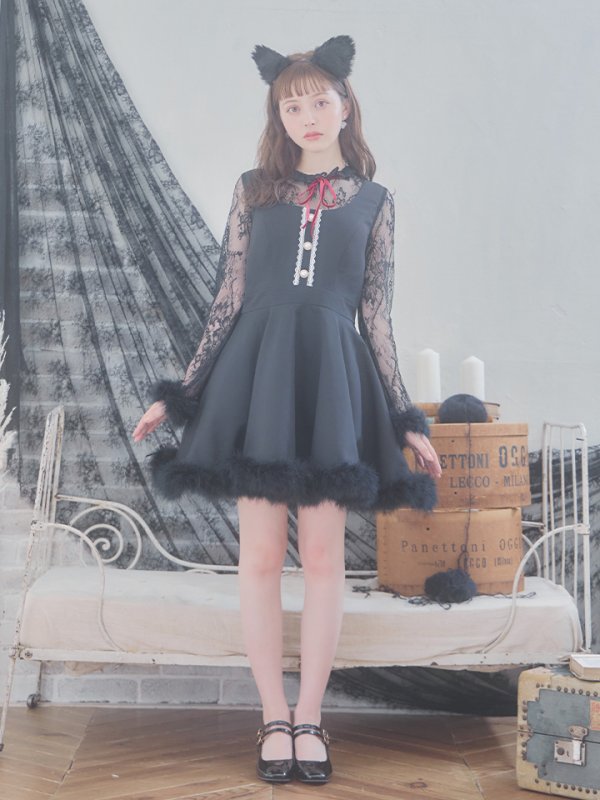 画像12: 【即日発送】【ハロウィン】 レースブラックキャット  / 黒猫【コスプレ2点セット】【S-XLサイズ/1カラー】[YMT] (12)