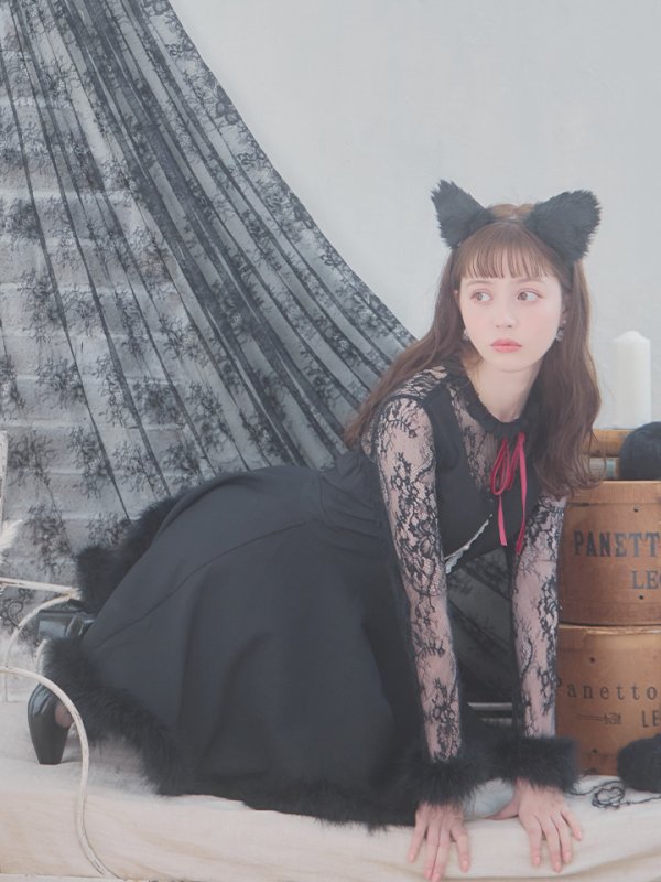 画像13: 【即日発送】【ハロウィン】 レースブラックキャット  / 黒猫【コスプレ2点セット】【S-XLサイズ/1カラー】[YMT] (13)