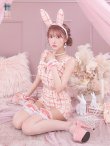 画像1: 【即日発送】【ハロウィン】ツイードバニーリボンセットアップ（パンツ）【コスプレ6点セット】 【XS-Mサイズ/2カラー】[YMT] (1)