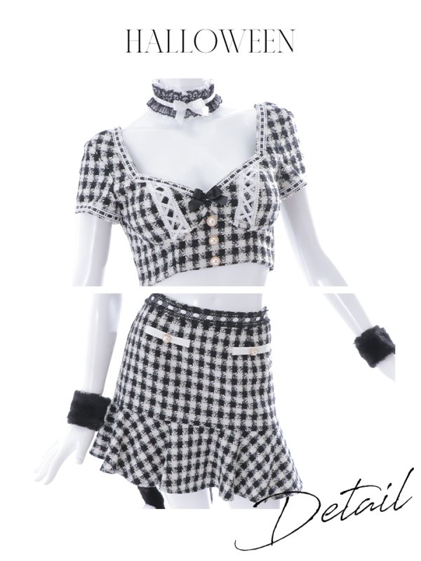 画像36: 【SALE!!】【即日発送】【ハロウィン】ツイードキャットセットアップ 【コスプレ6点セット】 【XS-Mサイズ/4カラー】[OF04] (36)