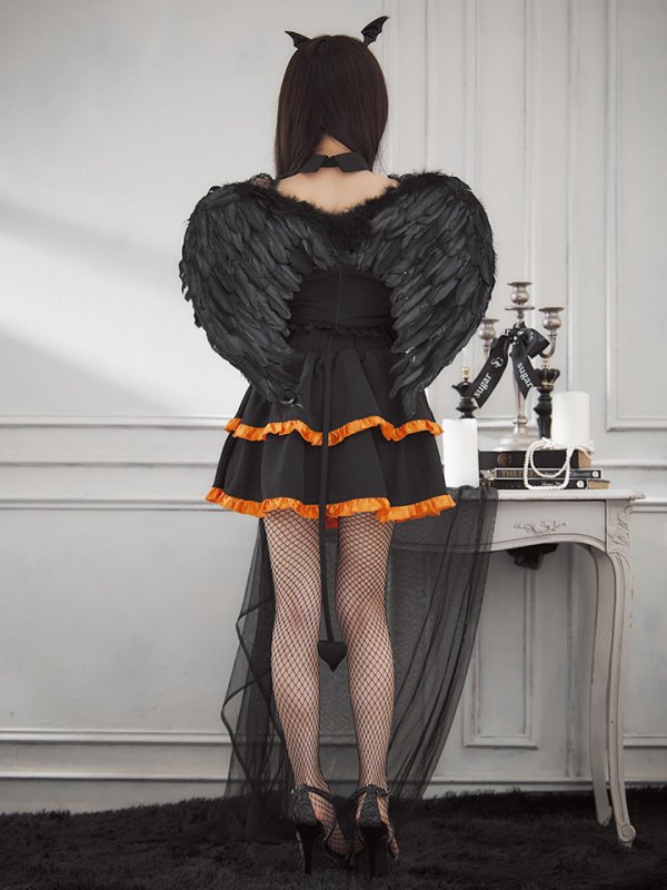 画像13: 【SALE!!】【即日発送！】【ハロウィン】レースアップデビルスカートセットアップ 【コスプレ6点セット】[HC03-H] (13)