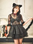 画像16: 【即日発送！】【ハロウィン】 黒猫シアーレースワンピース 【コスプレ5点セット】 【S-XLサイズ/1カラー】[YMT] (16)