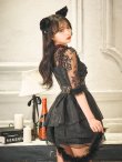 画像17: 【即日発送！】【ハロウィン】 黒猫シアーレースワンピース 【コスプレ5点セット】 【S-XLサイズ/1カラー】[YMT] (17)