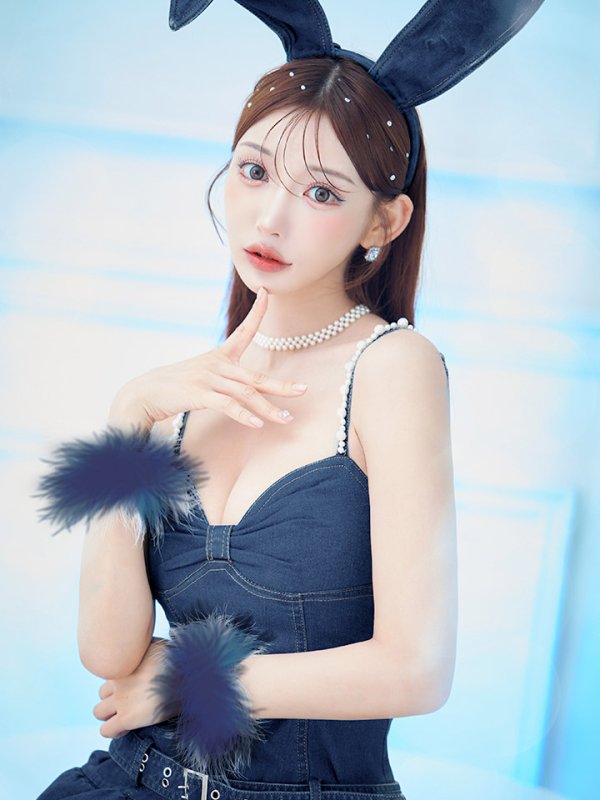 画像2: 【SALE!!】【即日発送！】【ハロウィン】 バニーデニムワンピース【コスプレ5点セット】 【XS-Lサイズ/1カラー】[HC03] (2)