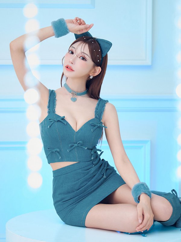 画像2: 【SALE!!】【即日発送！】【ハロウィン】 キャットデニムセットアップ 【コスプレ6点セット】 【XS-Lサイズ/1カラー】[OF04] (2)