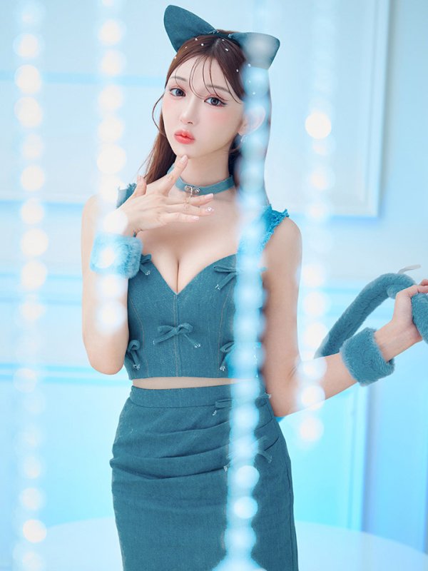 画像7: 【SALE!!】【即日発送！】【ハロウィン】 キャットデニムセットアップ 【コスプレ6点セット】 【XS-Lサイズ/1カラー】[OF04] (7)