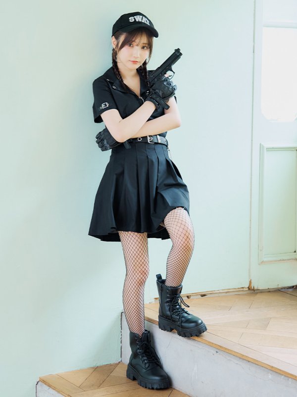 画像2: 【SALE!!】【即日発送！】【ハロウィン】SWATスワットガールセットアップ 【コスプレ8点セット】 【XS-Lサイズ/1カラー】[HC03] (2)