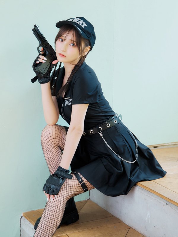 画像5: 【SALE!!】【即日発送！】【ハロウィン】SWATスワットガールセットアップ 【コスプレ8点セット】 【XS-Lサイズ/1カラー】[HC03] (5)