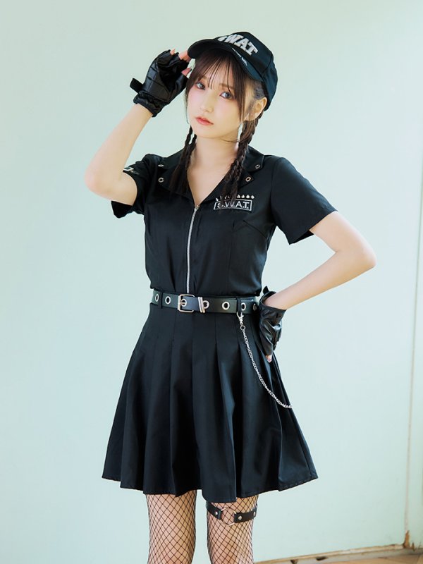 画像8: 【SALE!!】【即日発送！】【ハロウィン】SWATスワットガールセットアップ 【コスプレ8点セット】 【XS-Lサイズ/1カラー】[HC03] (8)