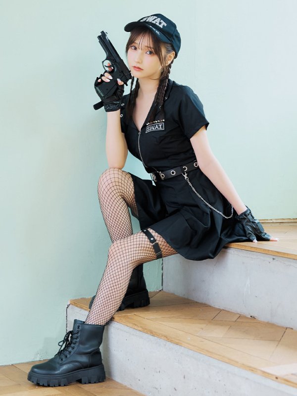 画像9: 【SALE!!】【即日発送！】【ハロウィン】SWATスワットガールセットアップ 【コスプレ8点セット】 【XS-Lサイズ/1カラー】[HC03] (9)