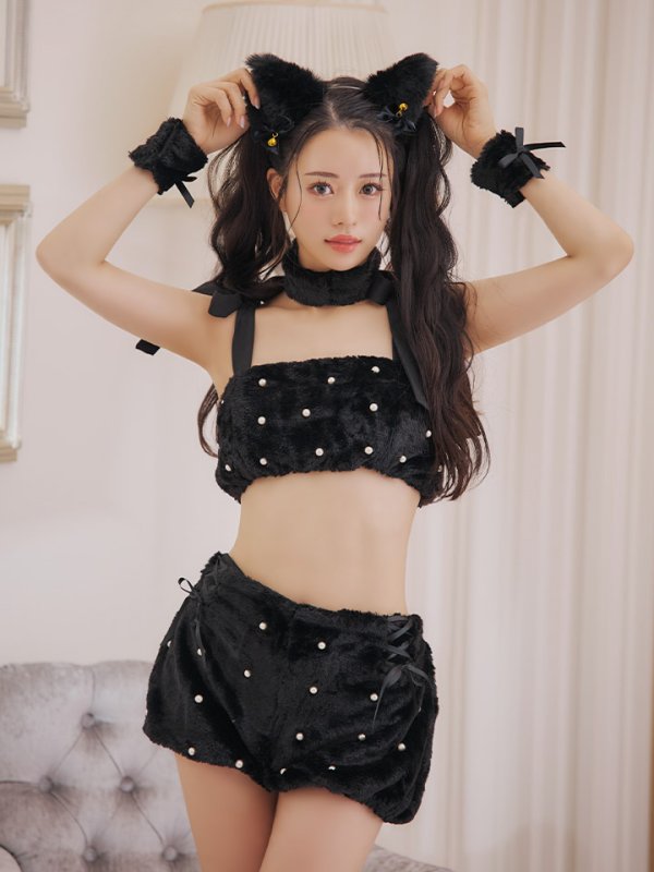 画像11: 【即日発送】【ハロウィン】 もこもこキャットリボンセットアップ 【コスプレ6点セット】 【Fサイズ/3カラー】[OF01] (11)