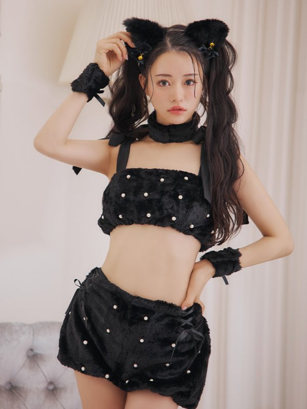 画像12: 【即日発送】【ハロウィン】 もこもこキャットリボンセットアップ 【コスプレ6点セット】 【Fサイズ/3カラー】[OF01] (12)