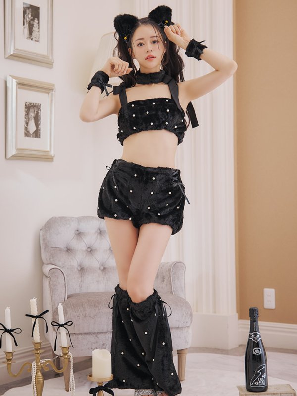 画像17: 【即日発送】【ハロウィン】 もこもこキャットリボンセットアップ 【コスプレ6点セット】 【Fサイズ/3カラー】[OF01] (17)