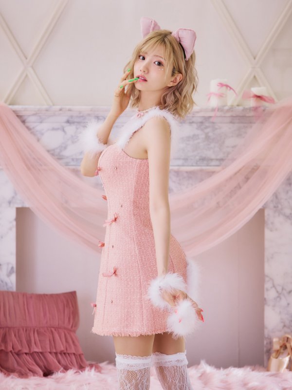 画像12: 【SALE!!】【即日発送！】【ハロウィン】猫リボンツイードワンピース 【コスプレ5点セット】 【XS-XLサイズ/2カラー】[OF01] (12)