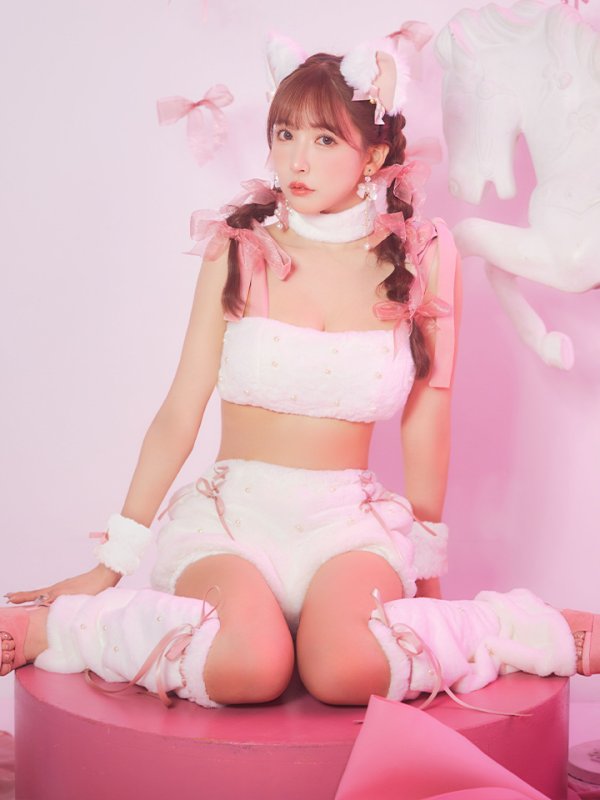 画像16: 【即日発送】【ハロウィン】 もこもこキャットリボンセットアップ 【コスプレ6点セット】 【Fサイズ/3カラー】[HC03] (16)