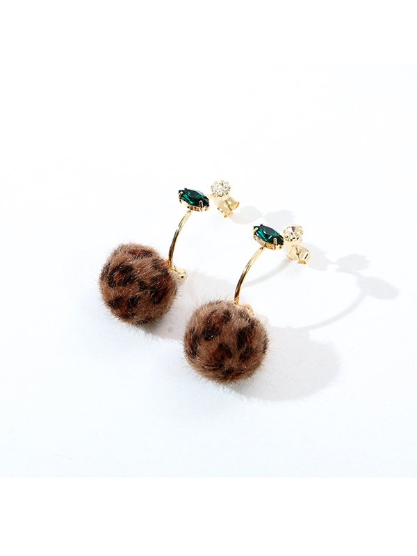 画像2: 【アクセサリー：ピアス】レオパード/ ファー/ ピアス[OF02-U] (2)