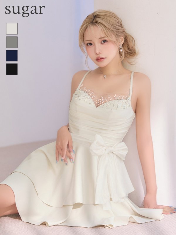 ホワイト　モデル：如月れい　身長：156cm　着用サイズ：Sサイズ