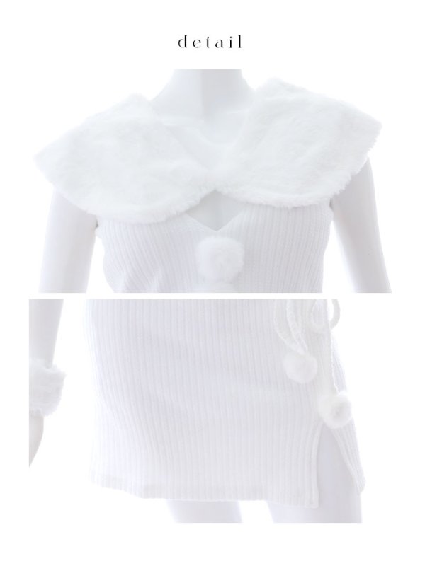 画像42: 【即日発送！】【サンタコス 5点セット】【XS-Lサイズ/1カラー】ファーティペット付きニットセットアップサンタコスプレ (SLG001) (SFB001) [OF03] (42)