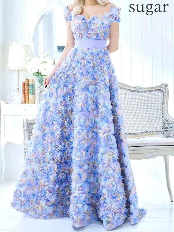 画像8: XLサイズあり【CLEO CLOE/ クレオ クロエ】 オケージョンドレス/ パーティードレス/ ステージドレス/ イベントドレス/ 立体フラワー/ オフショル/ スピンドル/ ロングドレス long[OF05] (8)