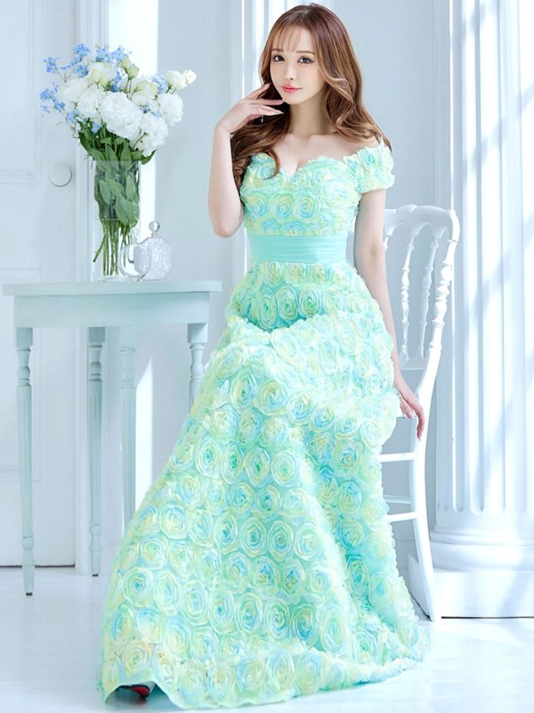 画像22: XLサイズあり【CLEO CLOE/ クレオ クロエ】 オケージョンドレス/ パーティードレス/ ステージドレス/ イベントドレス/ 立体フラワー/ オフショル/ スピンドル/ ロングドレス long[OF05] (22)