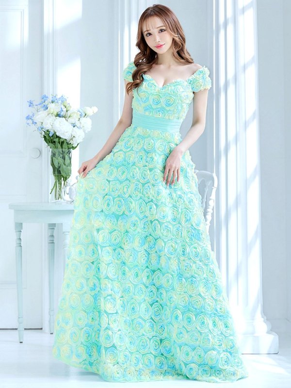 画像23: XLサイズあり【CLEO CLOE/ クレオ クロエ】 オケージョンドレス/ パーティードレス/ ステージドレス/ イベントドレス/ 立体フラワー/ オフショル/ スピンドル/ ロングドレス long[OF05] (23)