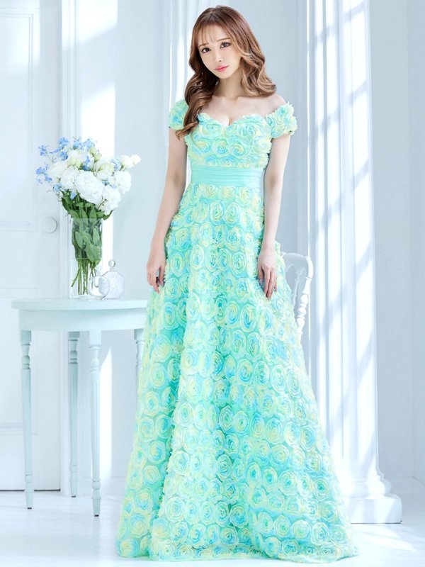 画像24: XLサイズあり【CLEO CLOE/ クレオ クロエ】 オケージョンドレス/ パーティードレス/ ステージドレス/ イベントドレス/ 立体フラワー/ オフショル/ スピンドル/ ロングドレス long[OF05] (24)