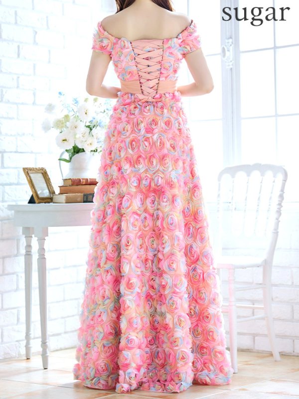 画像19: XLサイズあり【CLEO CLOE/ クレオ クロエ】 オケージョンドレス/ パーティードレス/ ステージドレス/ イベントドレス/ 立体フラワー/ オフショル/ スピンドル/ ロングドレス long[OF05] (19)