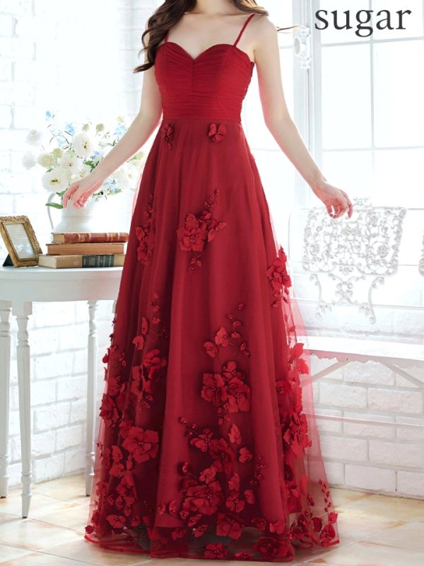 ダークレッド モデル：ゆめ　身長：160cm　着用サイズ：8号(Sサイズ)