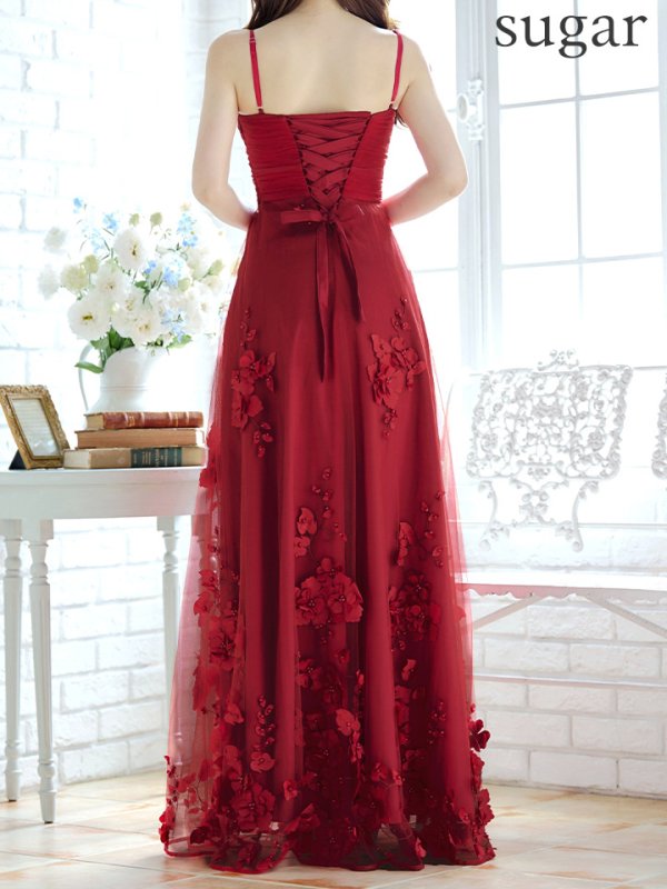 ダークレッド モデル：ゆめ　身長：160cm　着用サイズ：8号(Sサイズ)