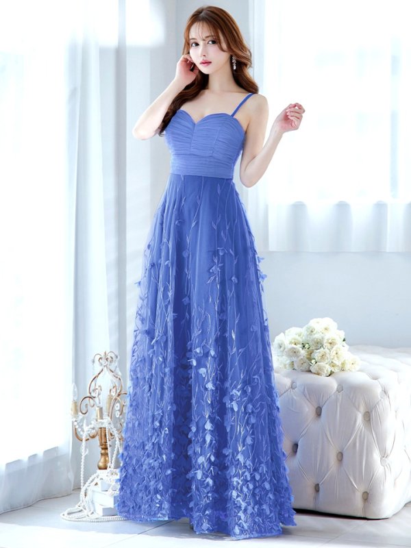 画像2: XLサイズあり【CLEO CLOE/ クレオ クロエ】 オケージョンドレス/ パーティードレス/ ステージドレス/ イベントドレス/ 立体フラワー/ キャミソール/ Aライン/ フレア/ ロングドレス long[OF05] (2)