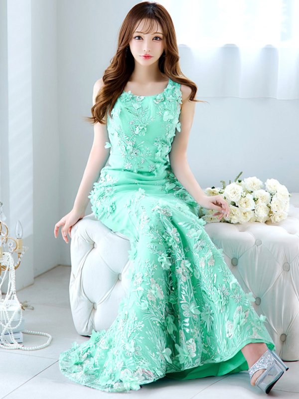 画像20: XLサイズあり【CLEO CLOE/ クレオ クロエ】 オケージョンドレス/ パーティードレス/ ステージドレス/ イベントドレス/ 立体フラワー/ ノースリーブ/ マーメイド/ ロングドレス long[OF05] (20)