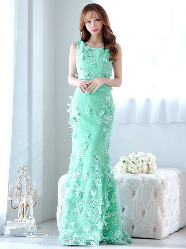 画像22: XLサイズあり【CLEO CLOE/ クレオ クロエ】 オケージョンドレス/ パーティードレス/ ステージドレス/ イベントドレス/ 立体フラワー/ ノースリーブ/ マーメイド/ ロングドレス long[OF05] (22)